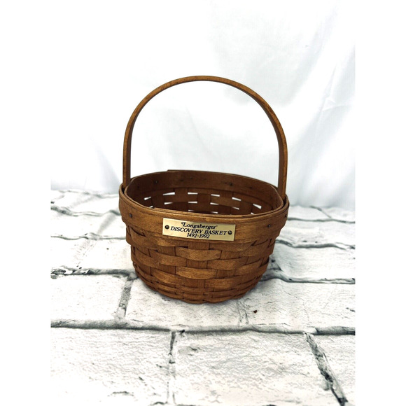 1991 Longaberger Discovery Basket w/Stationary Handle 5.5"RD x 3.5"H - Picture 1 of 5